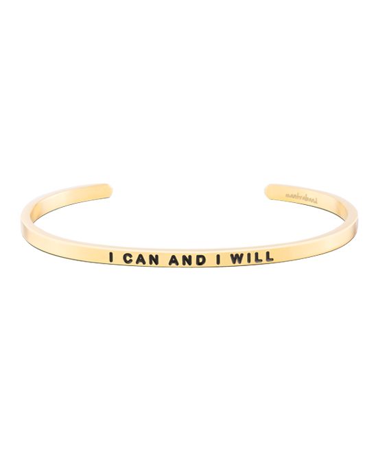 MantraBand Women's Bracelets Gold - 18k Gold-Plated 'I Can & I Will' Cuff | Zulily