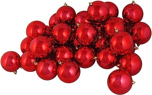 Northlight 60ct Shiny Red Hot Shatterproof Christmas Ball Ornaments 2.5" (60mm) | Amazon (US)