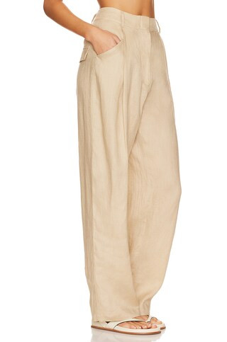 AEXAE Linen Highrise Trousers in Beige from Revolve.com | Revolve Clothing (Global)