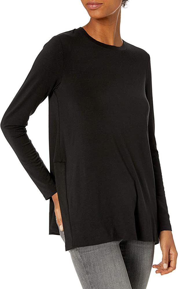 Daily Ritual Women's Soft Rayon Jersey Crew Neck Long-Sleeve Split-Hem Tunic | Amazon (US)