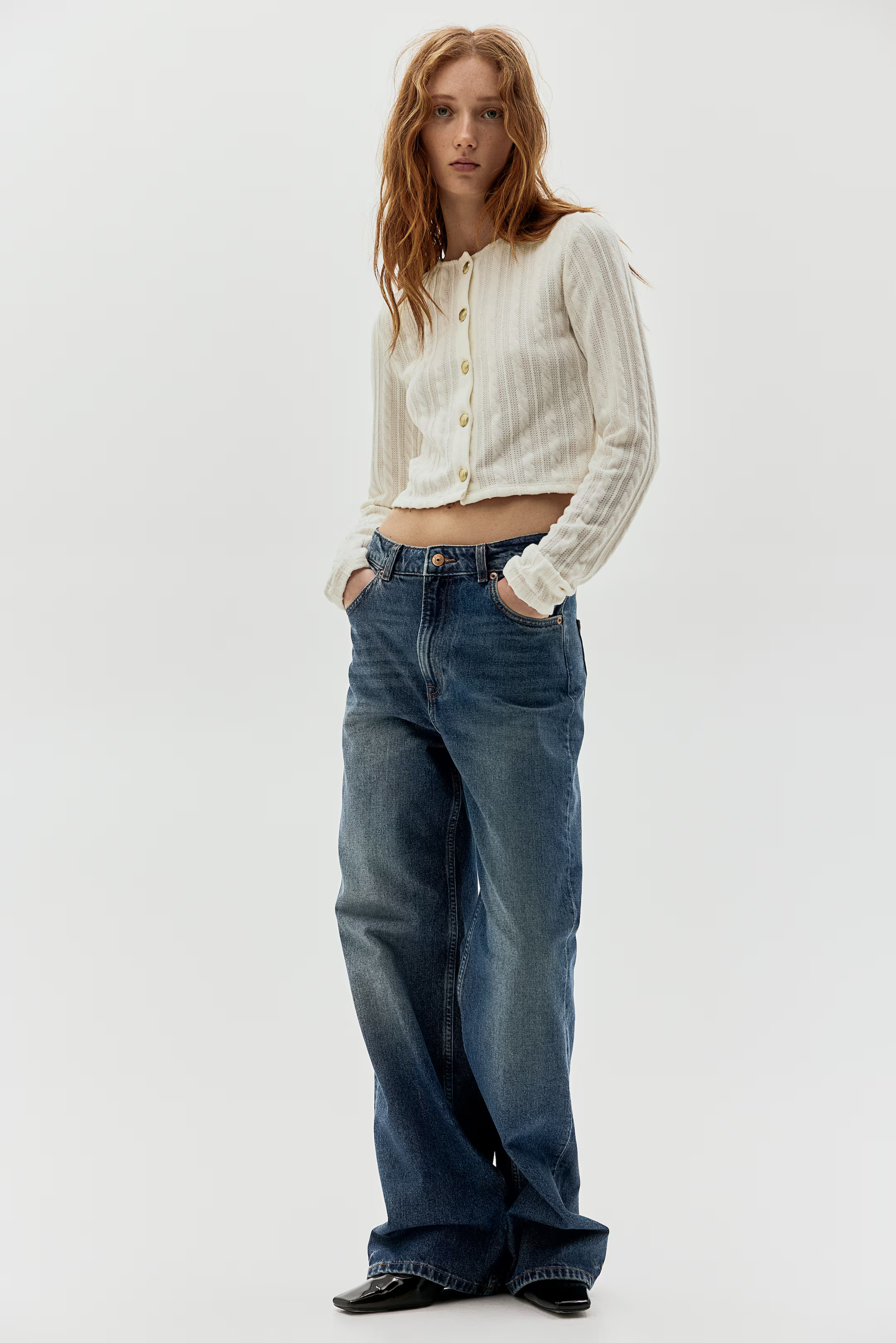 Cable-Knit-Look Cardigan - Cream - Ladies | H&M US | H&M (US + CA)