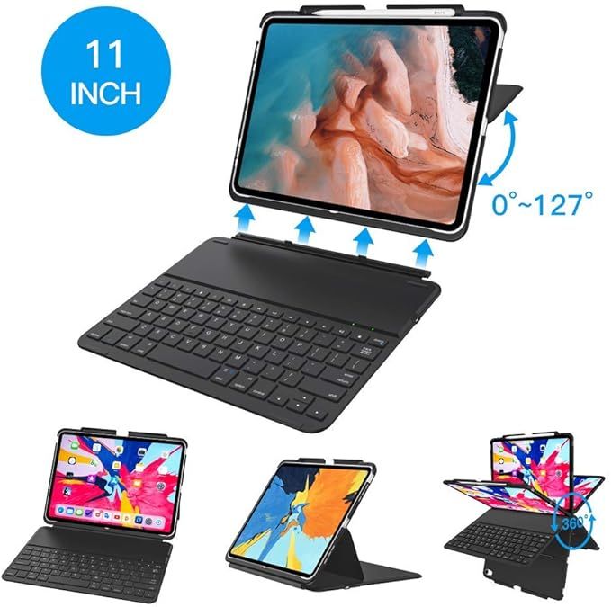 iPad Pro 11 Keyboard Case, Yoozon Detachable Wireless Bluetooth Keyboard Cover Adjustable Stand w... | Amazon (US)