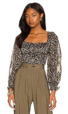 ASTR the Label Weston Top in Black & Blush Ditsy from Revolve.com | Revolve Clothing (Global)