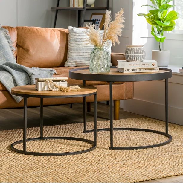 Gap Home Modern Round Nesting Coffee Tables, Set of 2, English Oak - Walmart.com | Walmart (US)