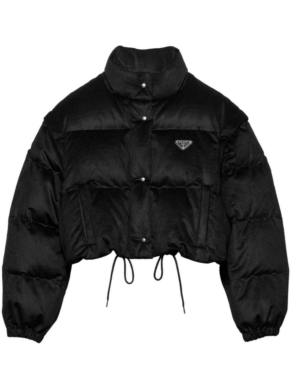 Prada convertible cropped puffer jacket - Black | Farfetch Global