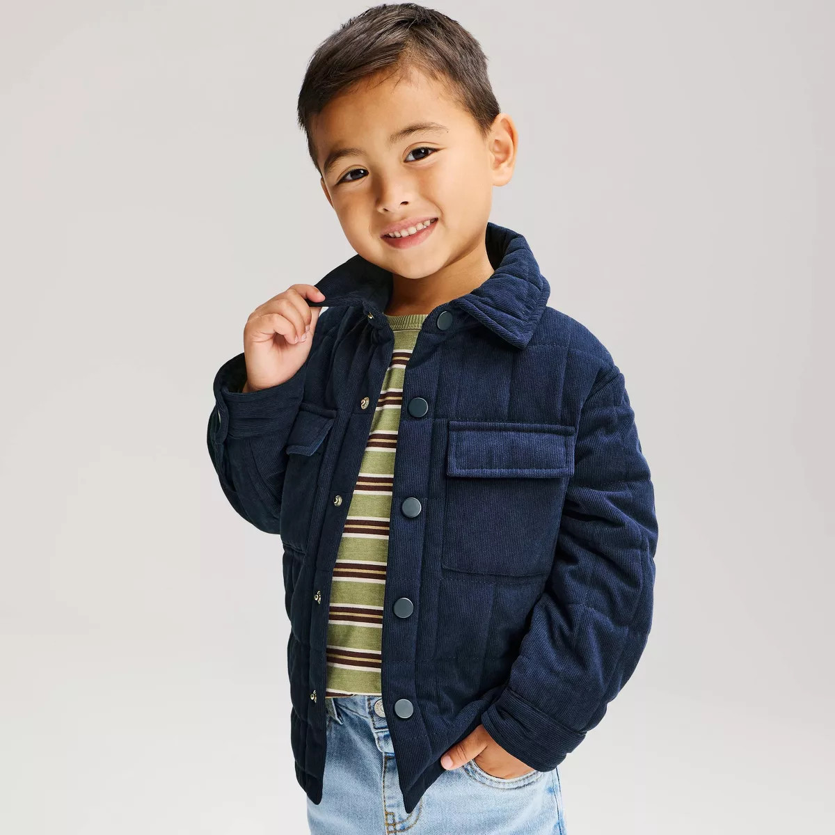 Toddler Boys' Quilted Corduroy Jacket - Cat & Jack\u2122 Navy 5T | Target