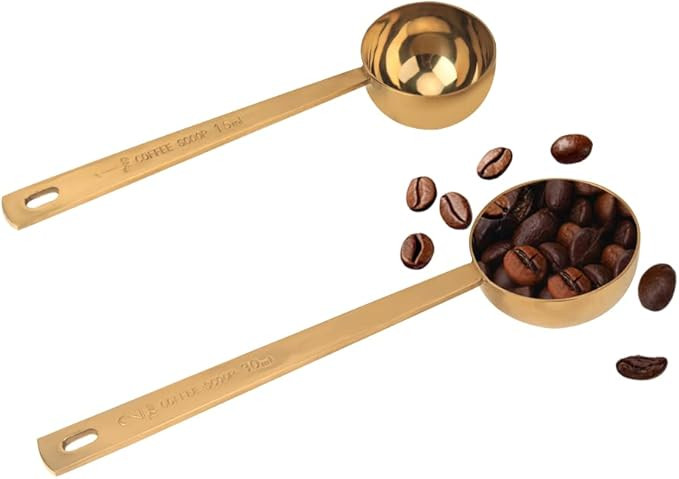 Coffee Scoop, Gold Stainless Steel Coffee Spoons Set, 1 tablespoon (15ml) and 1 tablespoons (30ml... | Amazon (US)