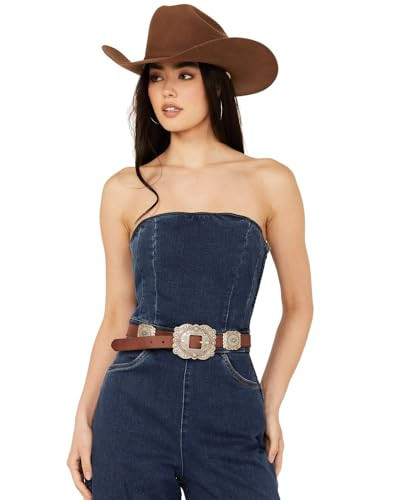 Shyanne Women's Sloane Concho Leather Belt Brown XX- | Amazon (US)