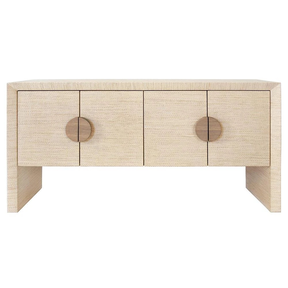 Worlds Away Colt Coastal Beach Natural Grasscloth Brown Oak Buffet | Kathy Kuo Home