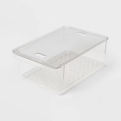 Produce Fridge Bin with Lid - Brightroom™: Clear Refrigerator Organizer, Kitchen Storage, 10.5"... | Target