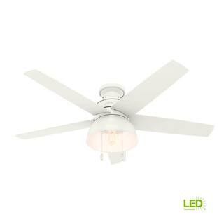 Hunter Bishop Hill 52 in. LED Indoor/Outdoor Fresh White Ceiling Fan with Light Kit-59563 - The H... | The Home Depot