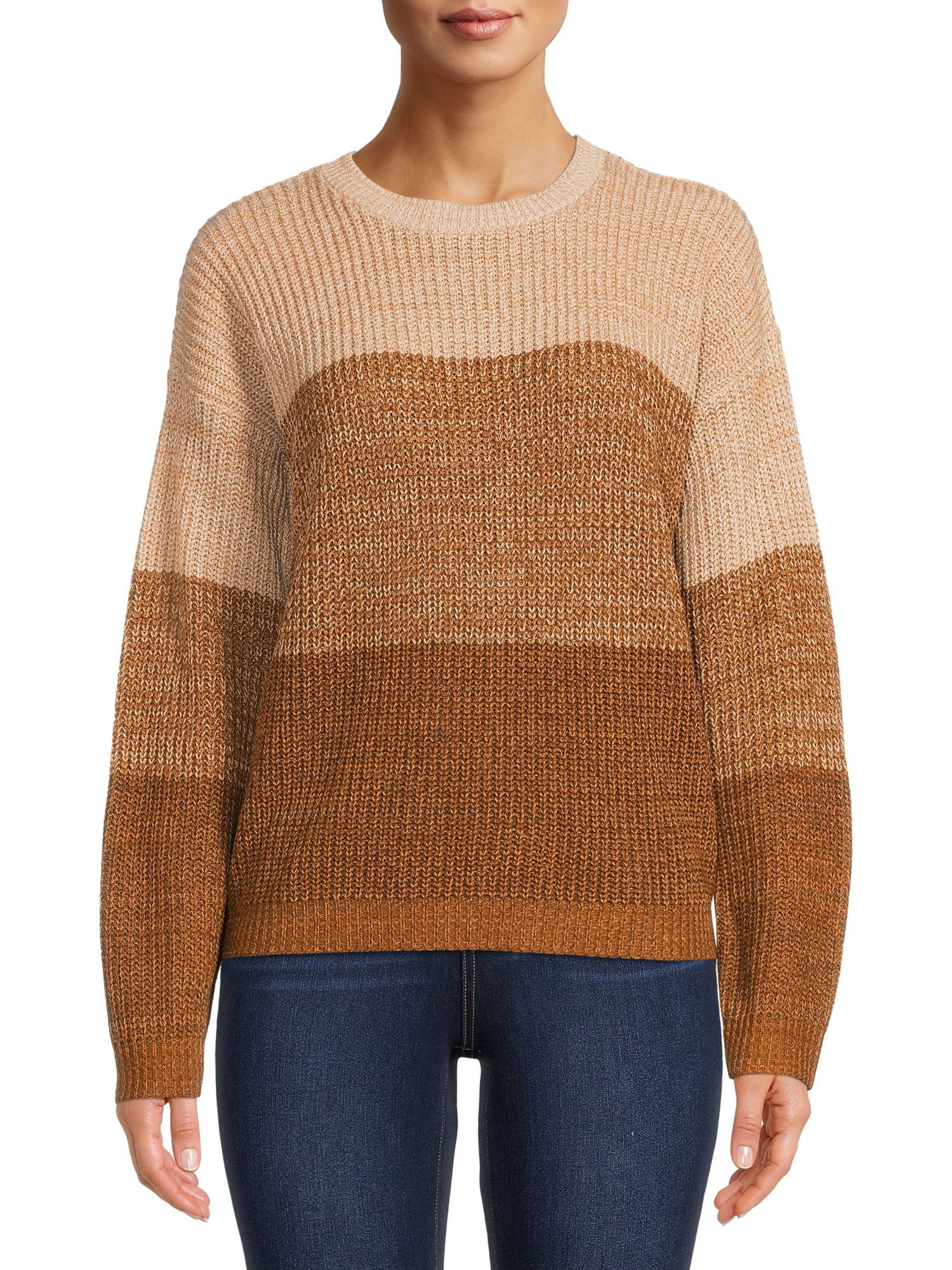 Time and Tru Women's Light Weight Ombre Stripe Pullover Sweater | Walmart (US)