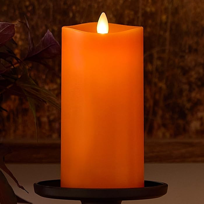 Luminara Flickering Flameless LED Candle, Battery Operated with Timer Function, Russet Orange Pil... | Amazon (US)
