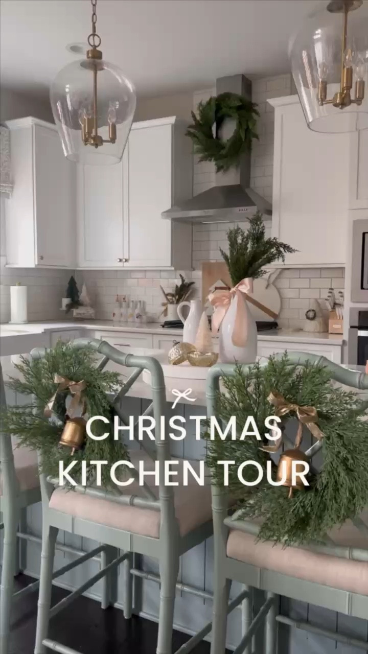 Decorate our kitchen for Christmas with me! I stuck with mostly neutral with pops of organic greenery and a gorgeous Chardonnay ribbon. Some of my Christmas decor is from previous years so I’ll try to link what I can below! For more details on my kitchen, you can search kitchen in my 

#LTKVideo #LTKHome #LTKHoliday