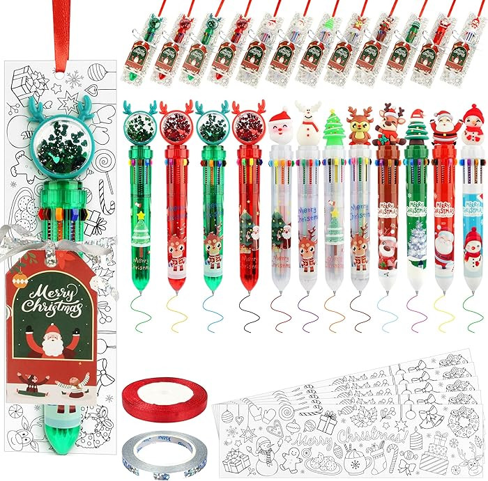 24 Pcs Christmas Ballpoint Pens Bulk - Christmas Multicolor Pen Set, Retractable 10-in-1 Colored ... | Amazon (US)