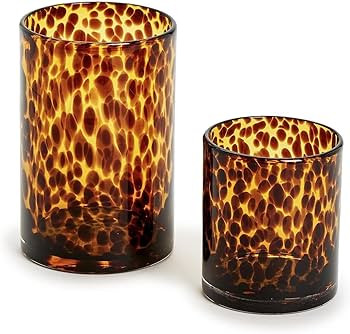 Two's Company Set of 2 Tortoise Candleholder Vase, Includes 2 Sizes, Tealight and Votive, Glass, ... | Amazon (US)