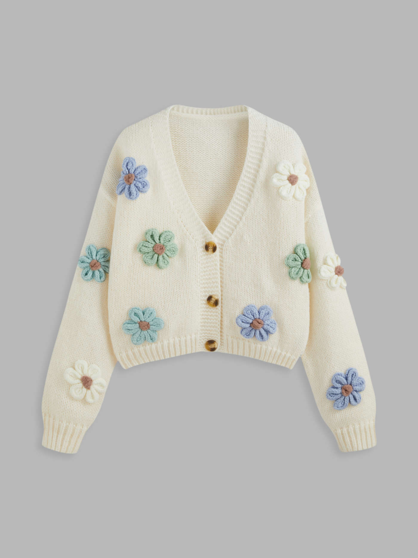 V-neck Button Flower Cardigan | Cider