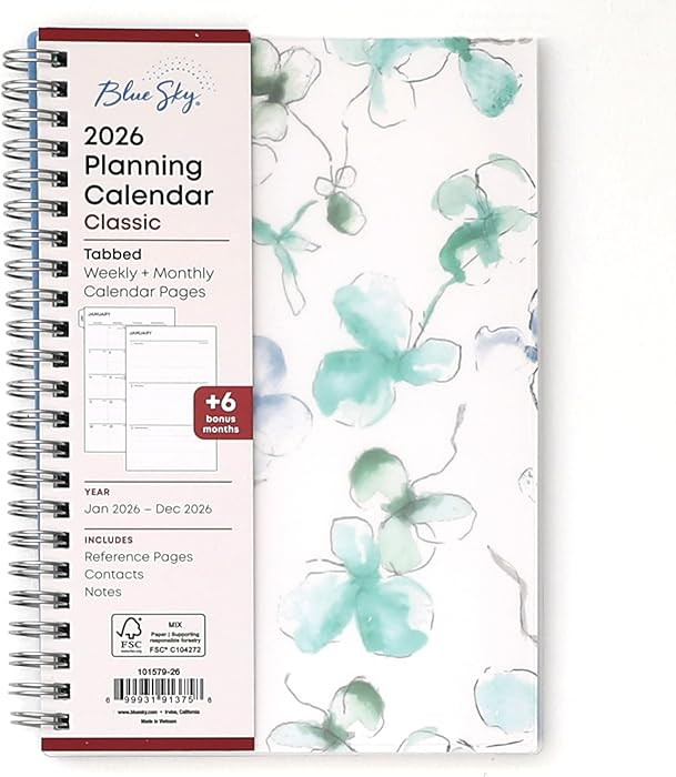 Blue Sky 2026 Weekly and Monthly Planner Calendar, January 2026 - December 2026, 5" x 8", Flexibl... | Amazon (US)
