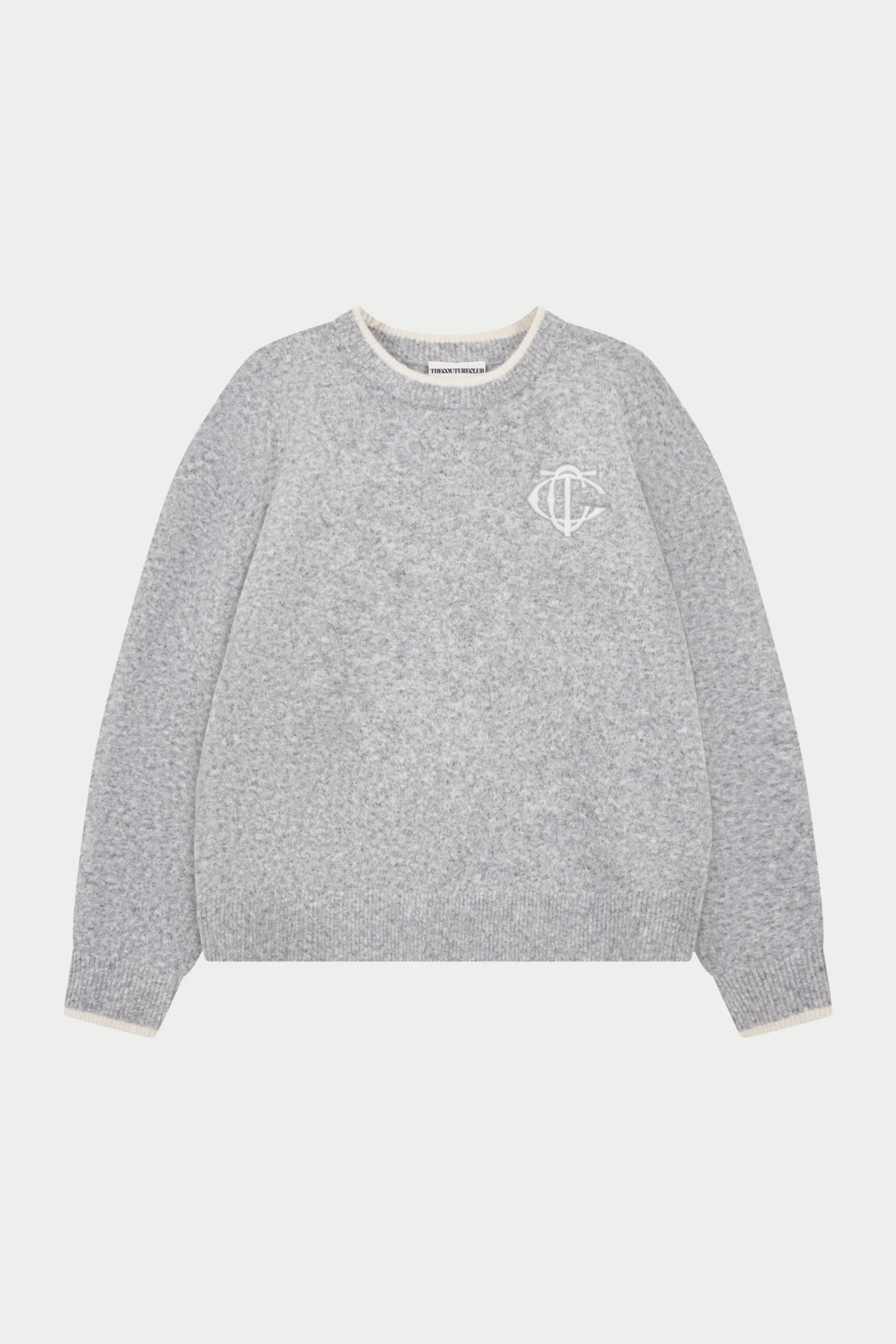 MONOGRAM KNITTED CREW - GREY | The Couture Club