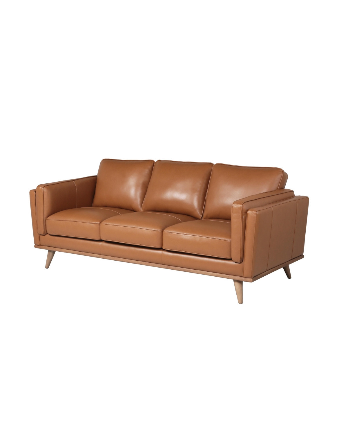 Nice Link Addison 83" Mid-Century Modern Leather Sofa - Camel Brown | Macy's