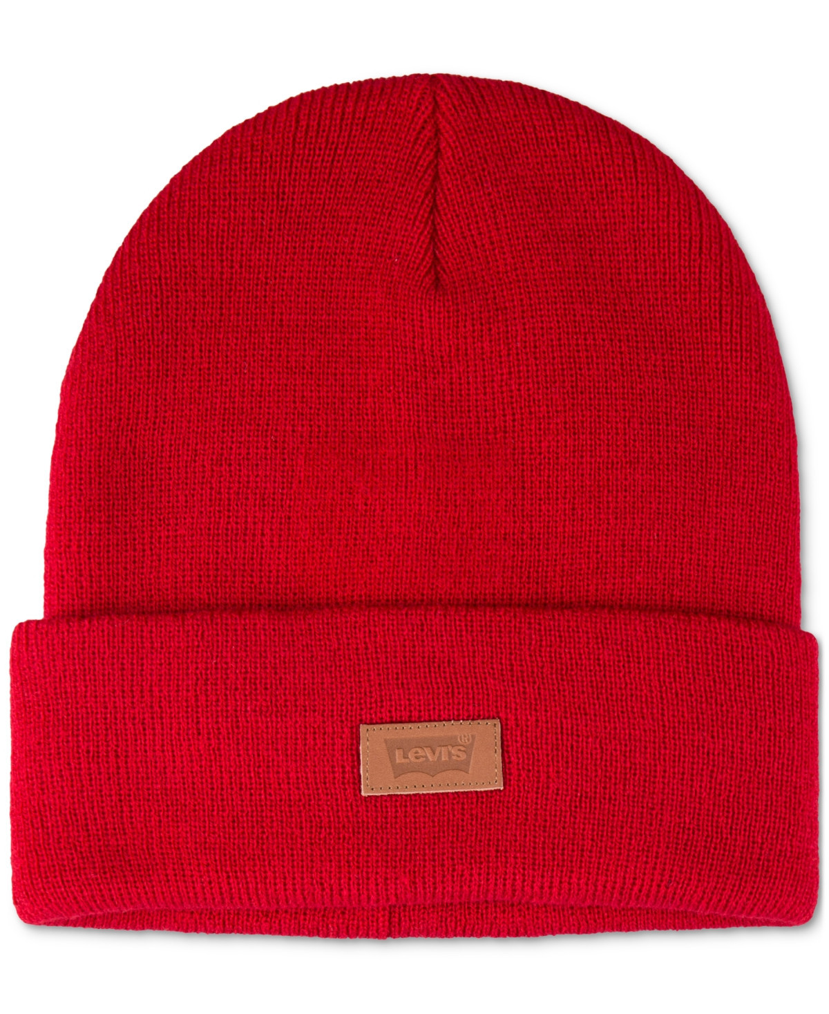 Levi's All Season Comfy Leather Logo Patch Hero Beanie - Red | Macy's