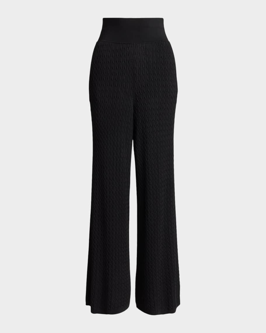 Wide-Leg Cable-Knit Sweater Pants | Neiman Marcus