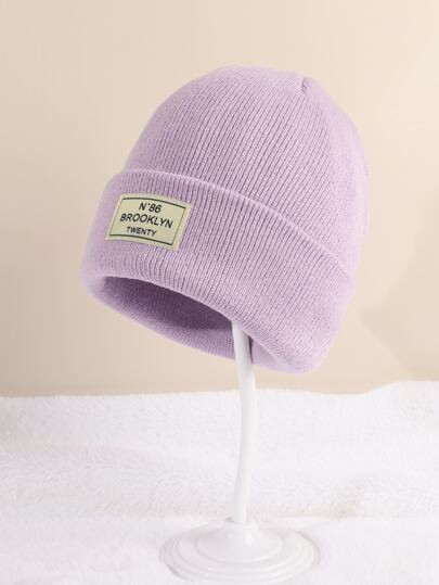 Toddler Kids Letter Patch Decor Cuff Beanie | SHEIN