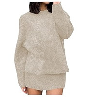 Verdusa Women's Sweater Skirt Set 2 Piece Pullover Sweaters with Skirt Comfy Matching Sets Fall O... | Amazon (US)