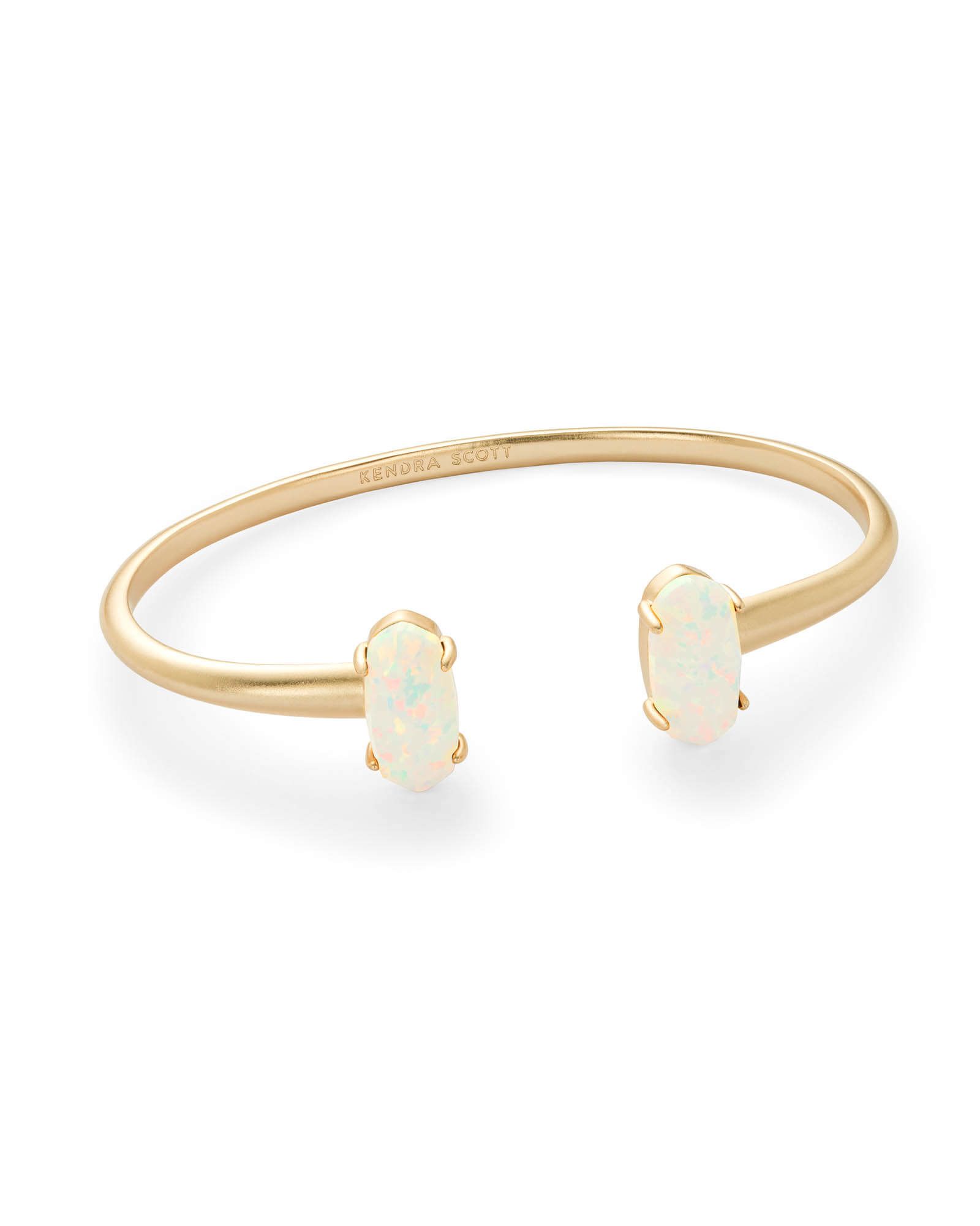 Edie Gold Cuff Bracelet in White Kyocera Opal | Kendra Scott