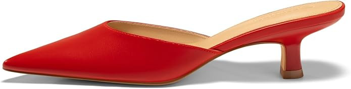 Coutgo Womens Kitten Low Heels Mules Closed Pointed Toe Pumps Slip On Backless Dress Shoes | Amazon (US)