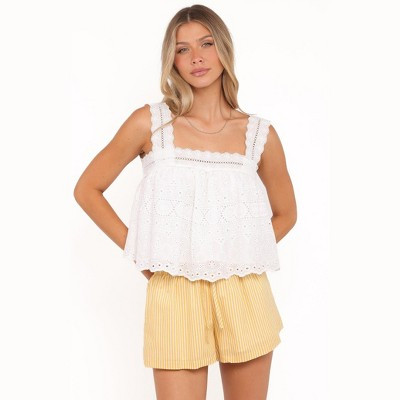 Aideen Eyelet Top - White L | Target