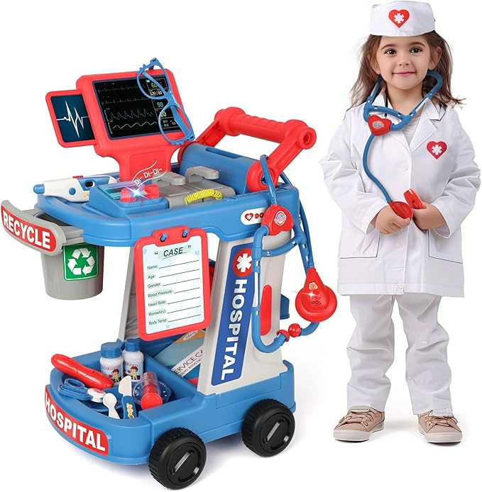 Liberry Doctor Kit for Toddlers Ages 2 3 4 5, Pretend Kids Doctor Playset with Cart, Costume and ... | Amazon (US)