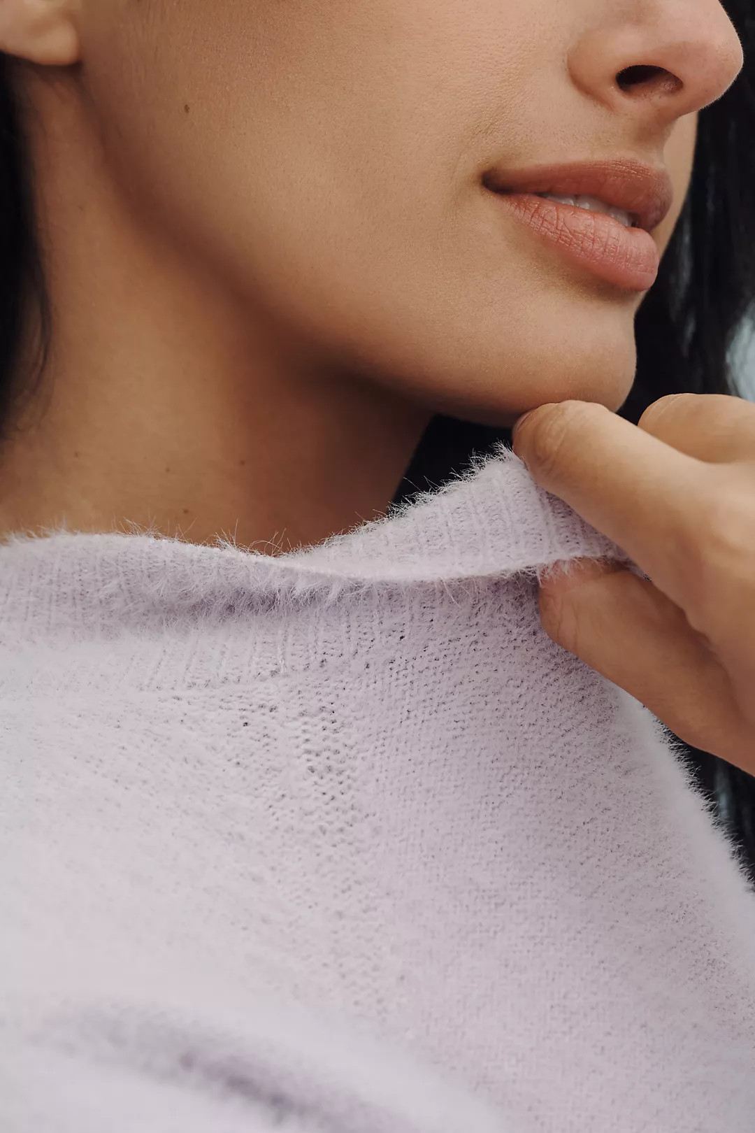 Pilcro Mock-Neck Eyelash Sweater Baby Tee | Anthropologie (US)