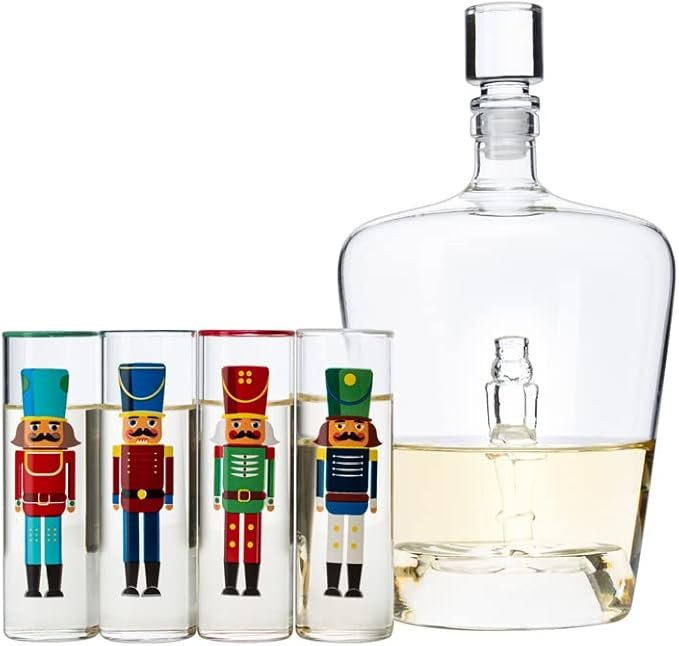 Nutcracker Decanter & Glasses, Set of 5 - Glassware Nutcrackers Theme & Shot Glass, Wine & Spirit... | Amazon (US)