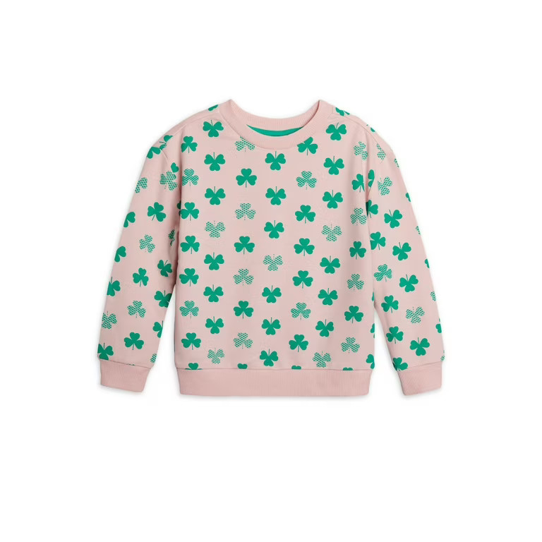 Wonder Nation Toddler Girls St Patricks Day Crewneck Sweatshirt with Long Sleeves, Sizes 2T-5T - ... | Walmart (US)