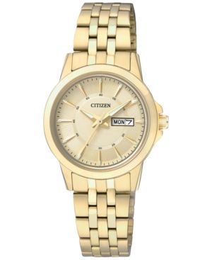 Citizen Women's Gold-Tone Stainless Steel Bracelet Watch 27mm EQ0603-59P | Macys (US)