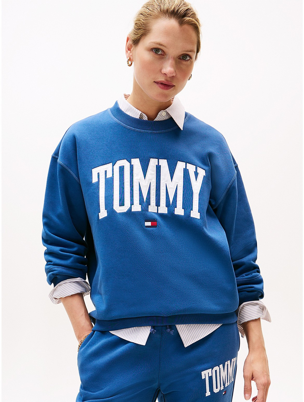 Tommy Hilfiger Women's Varsity Tommy Logo Crewneck Sweatshirt - Blue - XS | Tommy Hilfiger (US)