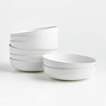 Wren Matte White Low Bowls, Set of 8 + Reviews | Crate & Barrel | Crate & Barrel