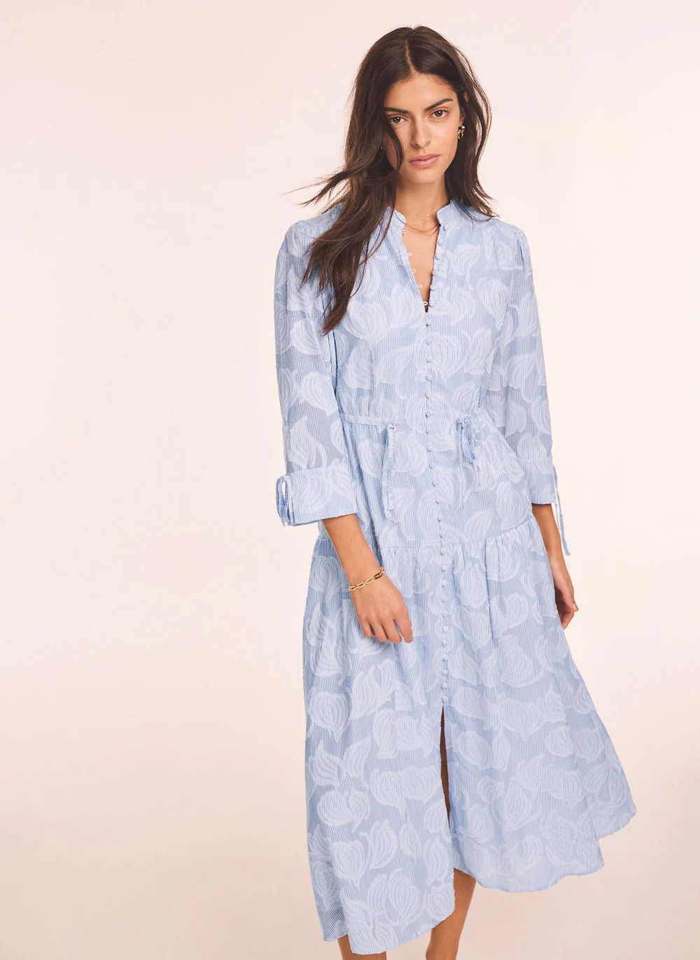Blue Cotton Floral Shirt Midi Dress | Mint Velvet