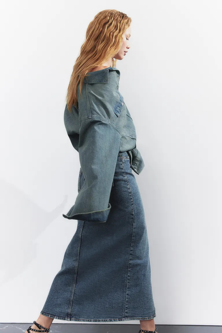 Slit-hem Denim Skirt - Denim blue - Ladies | H&M US | H&M (US + CA)