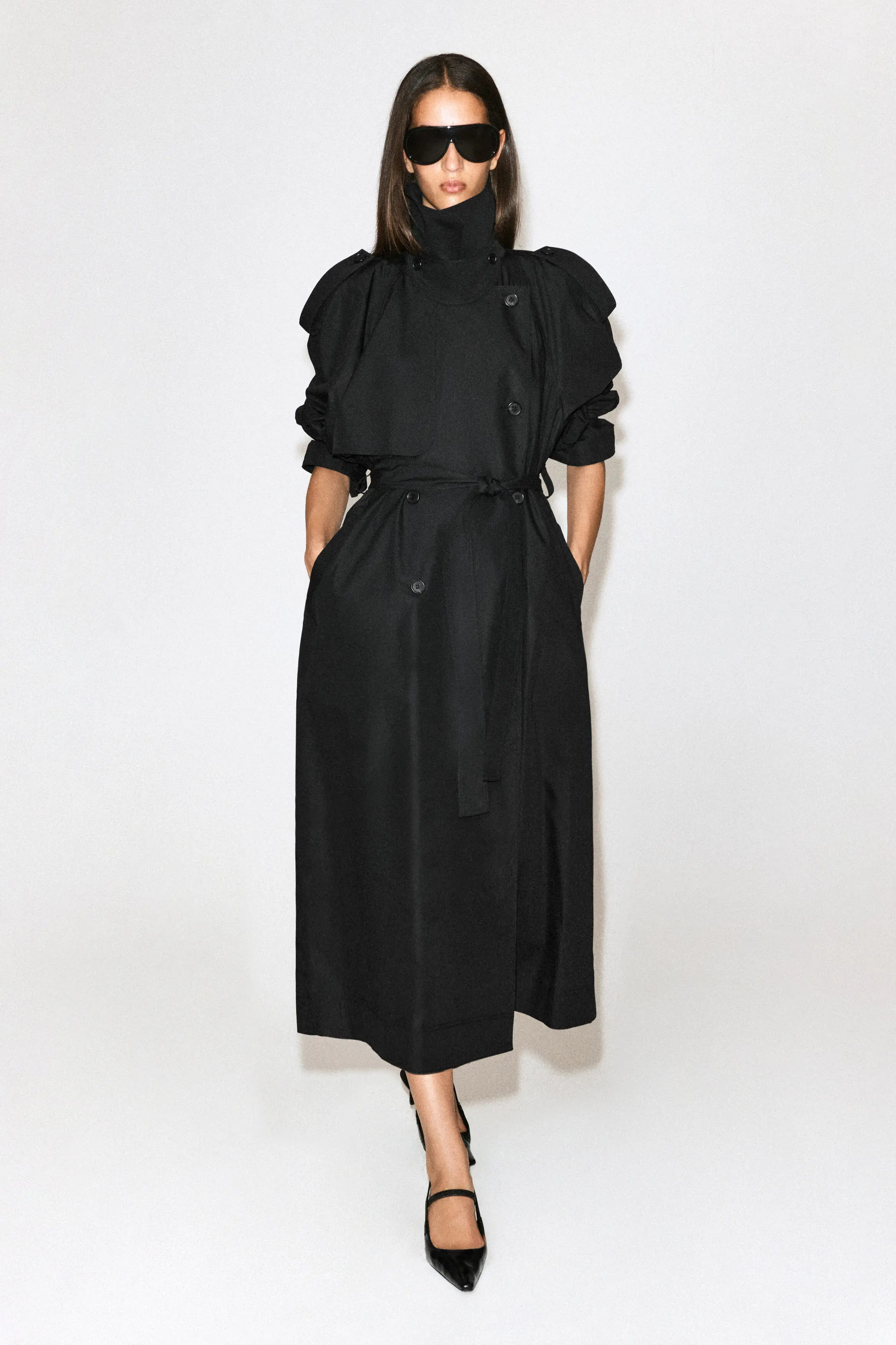 COS Mock-Neck Cotton Trench Coat (Women) | Nordstrom | Nordstrom