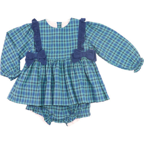 Navy And Green Plaid Bow Diaper Set | Cecil and Lou