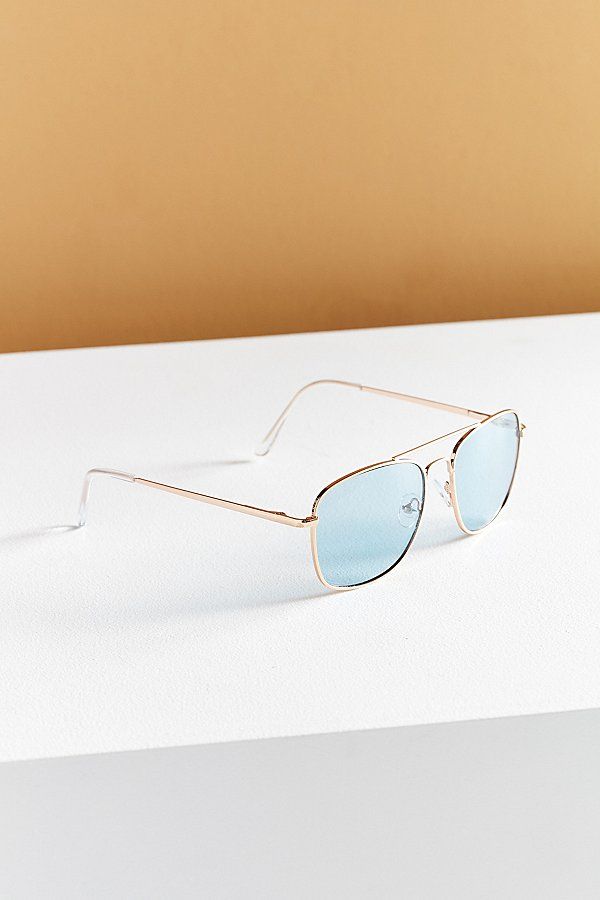 Far Out Translucent Metal Aviator Sunglasses - Blue One Size at Urban Outfitters | Urban Outfitters (US and RoW)