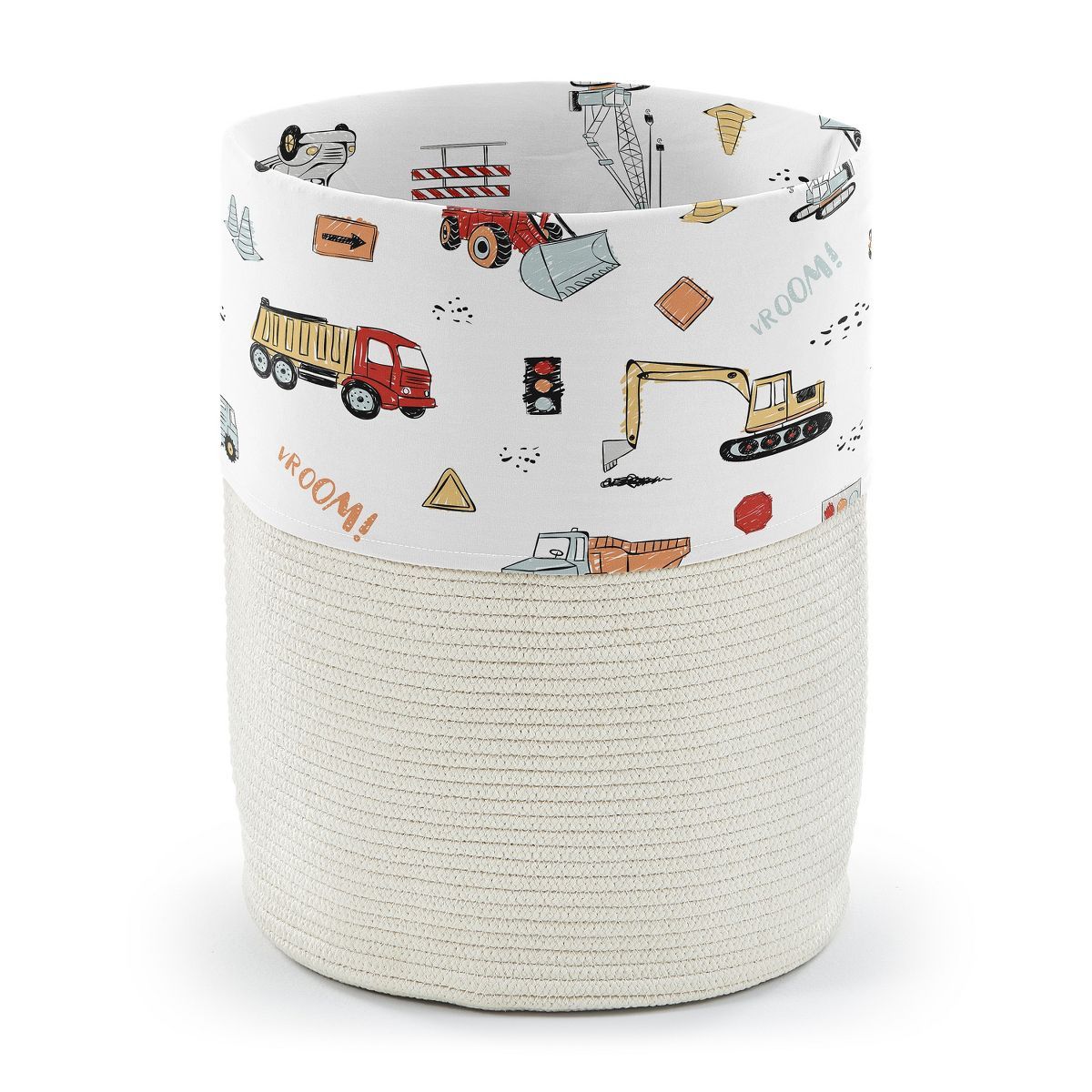 Sweet Jojo Designs Woven Cotton Rope Laundry Hamper Decorative Storage Basket Construction Truck ... | Target