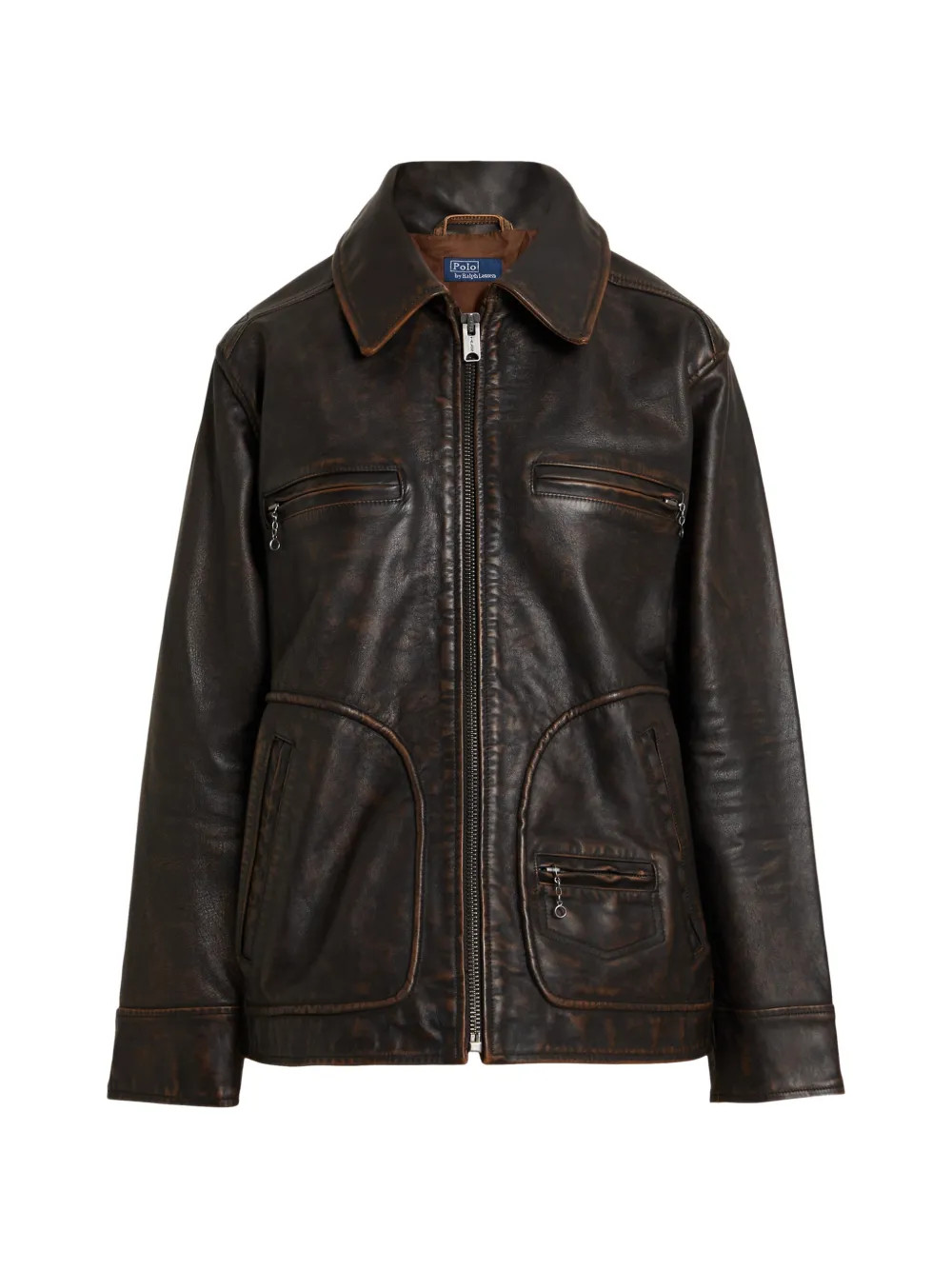 Polo Ralph Lauren leather moto jacket - Brown | Farfetch Global