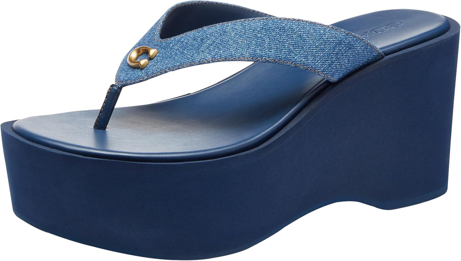 COACH womens Denim Sculpted C Platform Flip Flop | Amazon (US)