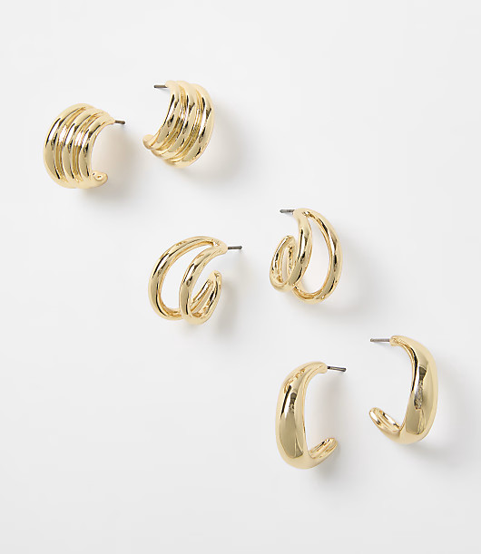 Loft Modern Metal Hoop Earring Set | LOFT