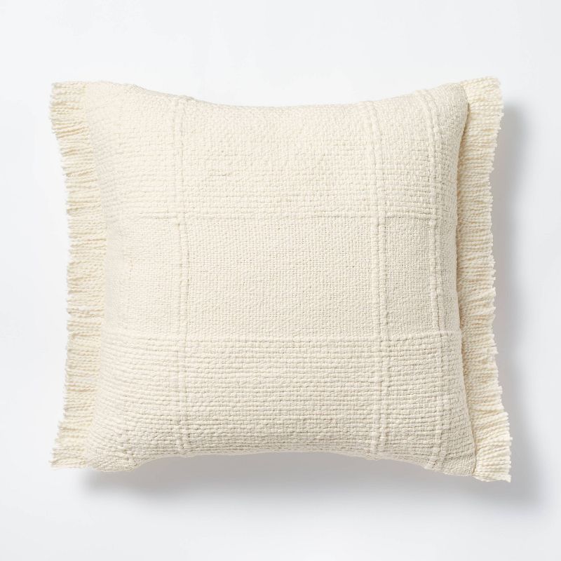 Oversize Woven Plaid Square Throw Pillow White - Threshold&#8482; designed with Studio McGee | Target