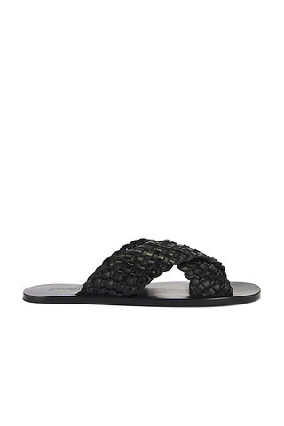 Saint Laurent Party Flat Sandal in Nero | FWRD | FWRD 