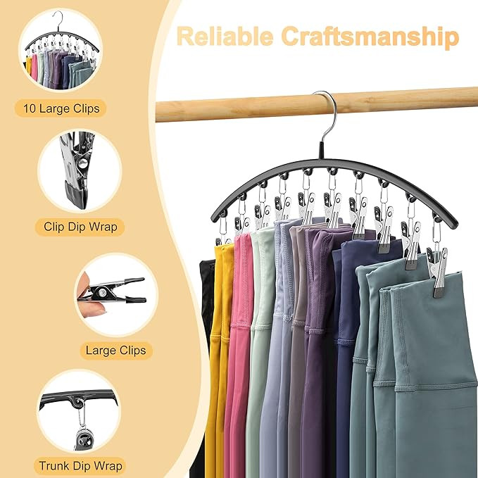 Legging Organizer for Closet, Metal Yoga Pants Hangers 1 Pack w/10 Clips Holds 10 Leggings, Space... | Amazon (US)